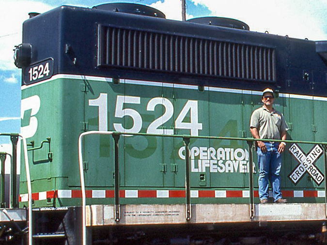 Keel Middleton with Burlington Northern 1524 in 1996.