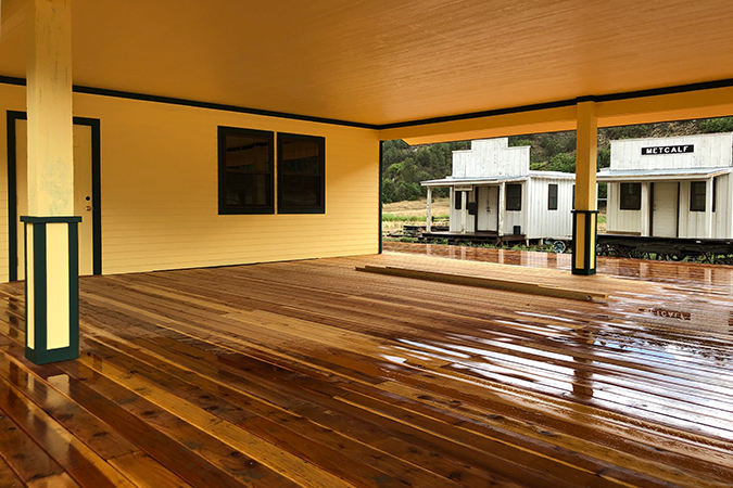 This covered porch will serve as a crew meeting point as well as the rainy-day location of the railroad jubilee campfire.