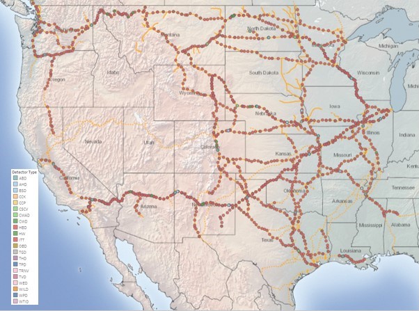 BNSF’s network of 4,000 equipment detection technology systems 